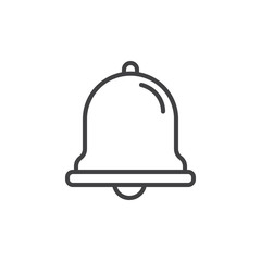 Notification jingle bell line icon, outline vector sign, linear style pictogram isolated on white. Symbol, logo illustration. Editable stroke