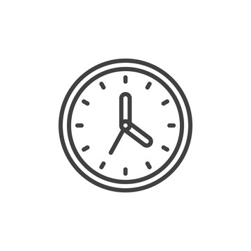 Wall clock line icon, outline vector sign, linear style pictogram isolated on white. Symbol, logo illustration. Editable stroke