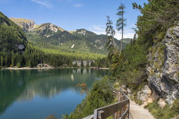 Path around Lake Braies, South Tyrol, Italy