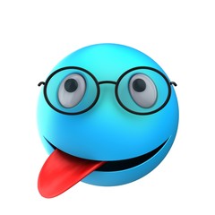 Naklejka premium 3d blue emoticon smile