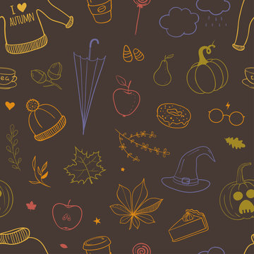 pattern with autumn doodles