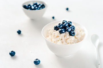 Fresh cottage cheese with blueberries