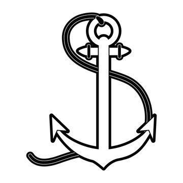anchor nautical icon image vector illustration design  black and white