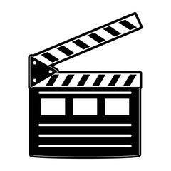 clapperboard cinema icon image vector illustration design  black and white
