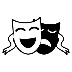 theater masks icon image vector illustration design  black and white