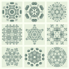 Flower Mandalas. Vintage decorative elements.