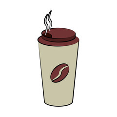 coffee beverage in disposable cup icon image vector illustration design 