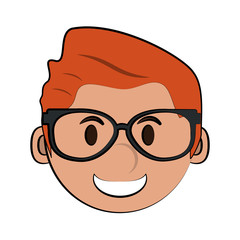 happy boy wearing glasses face icon image vector illustration design 