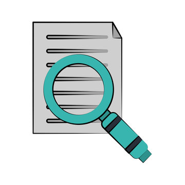 magnifying glass examining document icon image vector illustration design 
