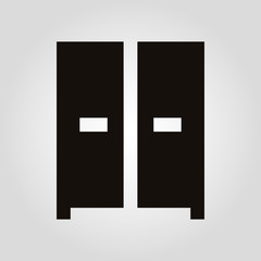 Isolated flat wardrobe or locker vector icon