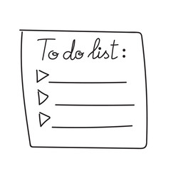 Vector isolated outline hand drawn check to do list, bullet, check mark and check box in a doodle sketch cartoon style. Paper note with task plan.