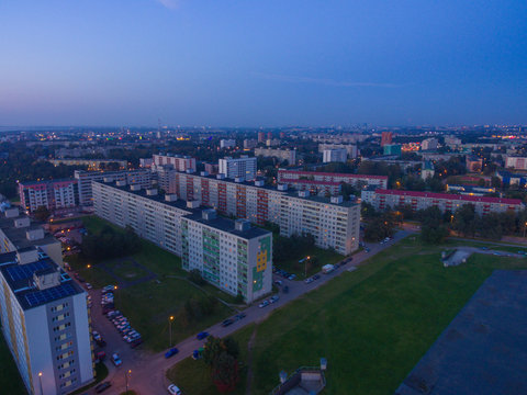 Fototapeta Aerial view Evening of City Tallinn Estonia , District mustamae