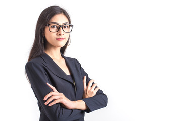 Asian Business Woman smiling, Woman stand and smile, isolated on white background, Woman working concept.