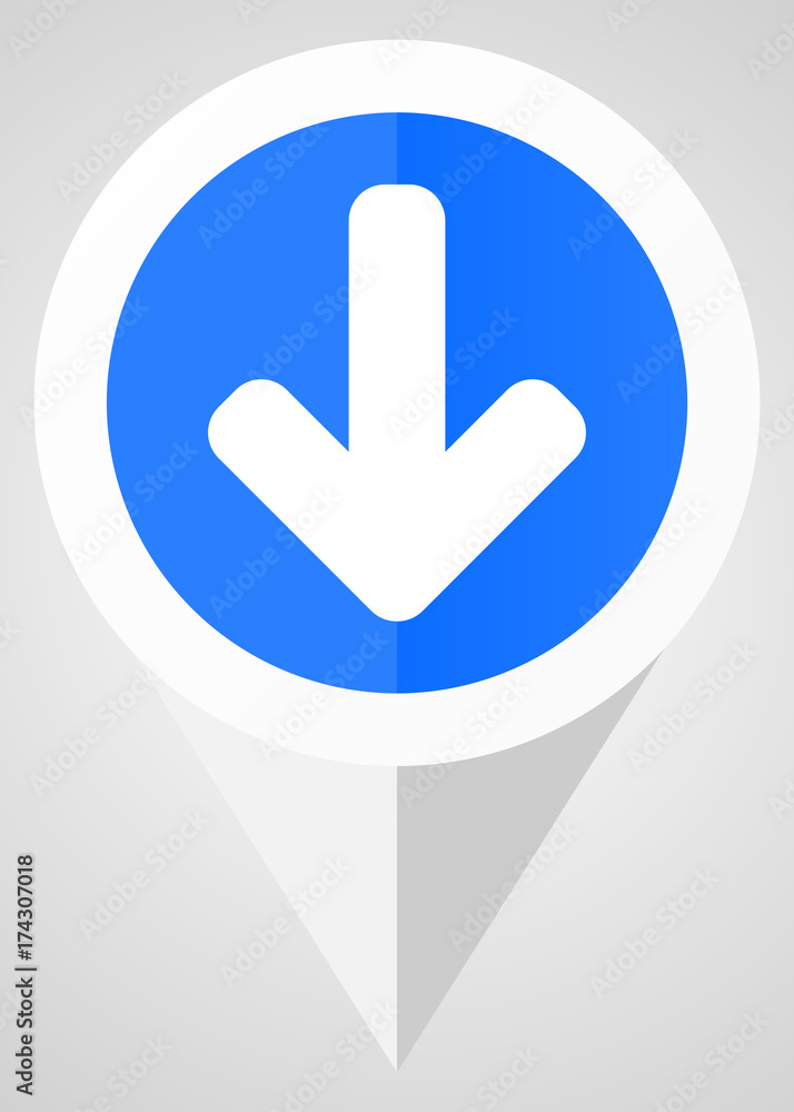 Leinwandbilder download arrow vector icon. white and blue web pointer in eps 10 for webdesign and smartphone applic