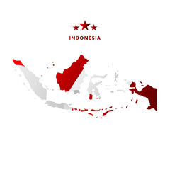 Indonesia map with waving flag. Vector illustration.