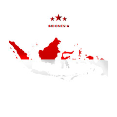 Indonesia map with waving flag. Vector illustration.