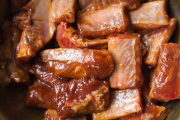 Raw pork ribs with fermented sauce for grilled