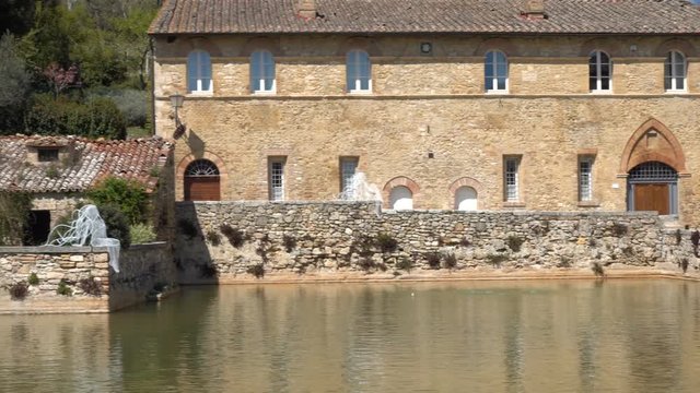 old thermal resort in Tuscany Bagno Vignoni at the Italy