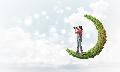 Idea of children Internet communication or online playing and pa