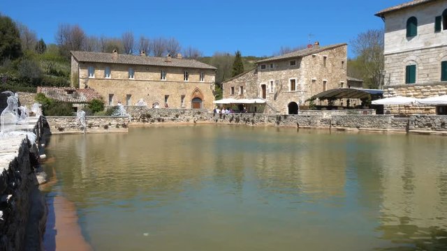 old thermal resort in Tuscany Bagno Vignoni at the Italy