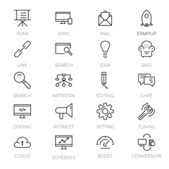 Web development icons set, Outline style