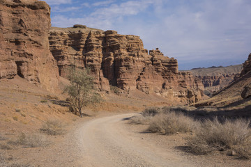 Charyn canyon in Almaty region of Kazakhstan.Beautiful mountain landscape.
