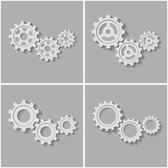 Set of gears on a gray background. Vector illustration.