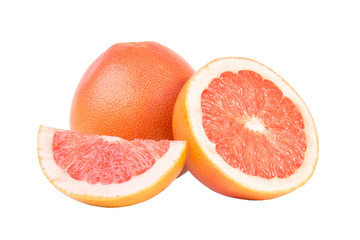 Grapefruit citrus fruit with half isolated on white background
