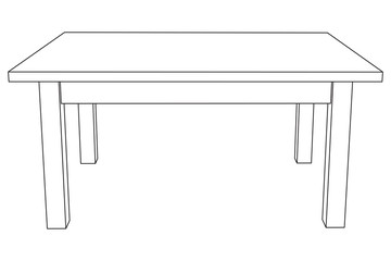 Table furniture wireframe blueprint. Linear outline pedestal vector illustration.
