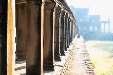 Side Front view of Angkor wat temple in Cambodia