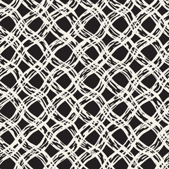 Hand drawn seamless plaid pattern. Allover pattern with ink doodle grunge grid. Graphic background with tartan.