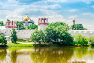 view of the Novodevichy Convent monastery in Moscow, Russia. UNESCO world heritage site