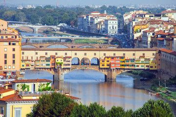 Fototapeta na wymiar Bridges over Arno river in Florence