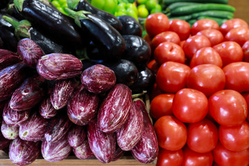 Fresh vegetables in the greek grocery shop.