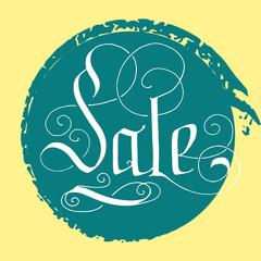 Hand lettering sale on grunge brush background