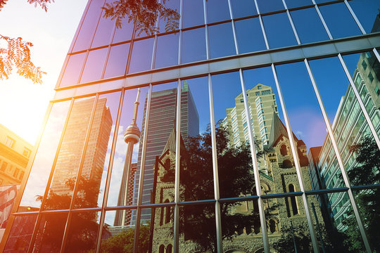 Toronto Downtown Buildings At Sunset