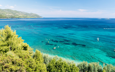Fototapeta na wymiar beautiful view on Adriatic sea in Orebic, Peljesac peninsula, Dalmatia, croatia