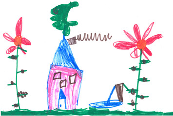 Kinderzeichnung Haus