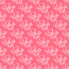 Seamless pattern with hand lettering Mother's Day on pink background. Template for a banner, poster, flyer, invitation