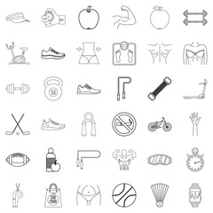 Fitbody icons set, outline style