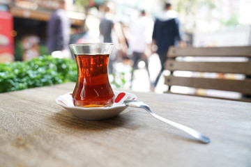 1 teahouse in Ankara selanik, tea cup in a cafe.