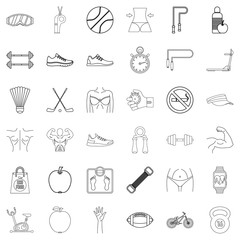 Fototapeta premium Healthy icons set, outline style