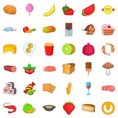 Teabag icons set, cartoon style