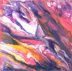 unusual patterns on the canvas, by pouring acrylic. Basis for the picture, background or interior.