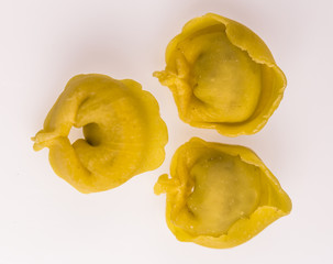 Italian handmade fresh egg pasta called tortellini, ready for cooking