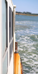 detail of ferry boat on the sea