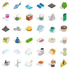 Winter icons set, isometric style