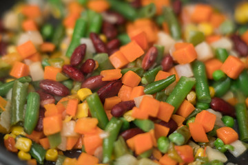 Texture of fresh diced vegetables
