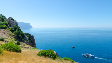 Panoramic beautiful sea summer landscape of Crimea shore
