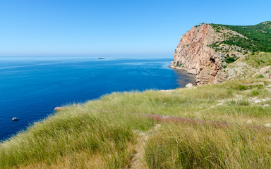 Panoramic beautiful sea summer landscape of Crimea shore